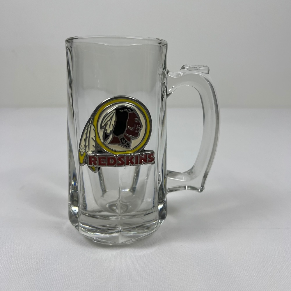 NFL Washington Redskins Beer Mug Glass Tankard Pewter Crest Clear Excellent
